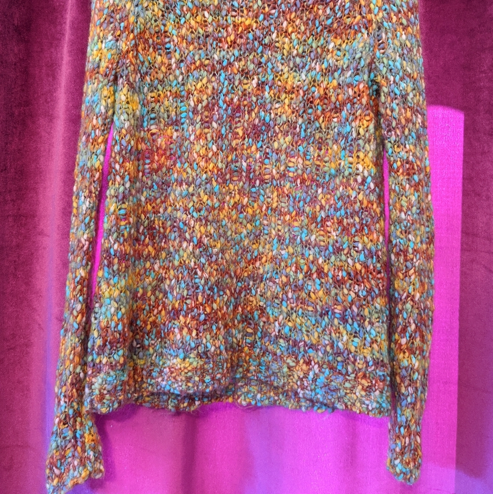Chunky Knit Rainbow Multicolor Raglan Sweater - image 2